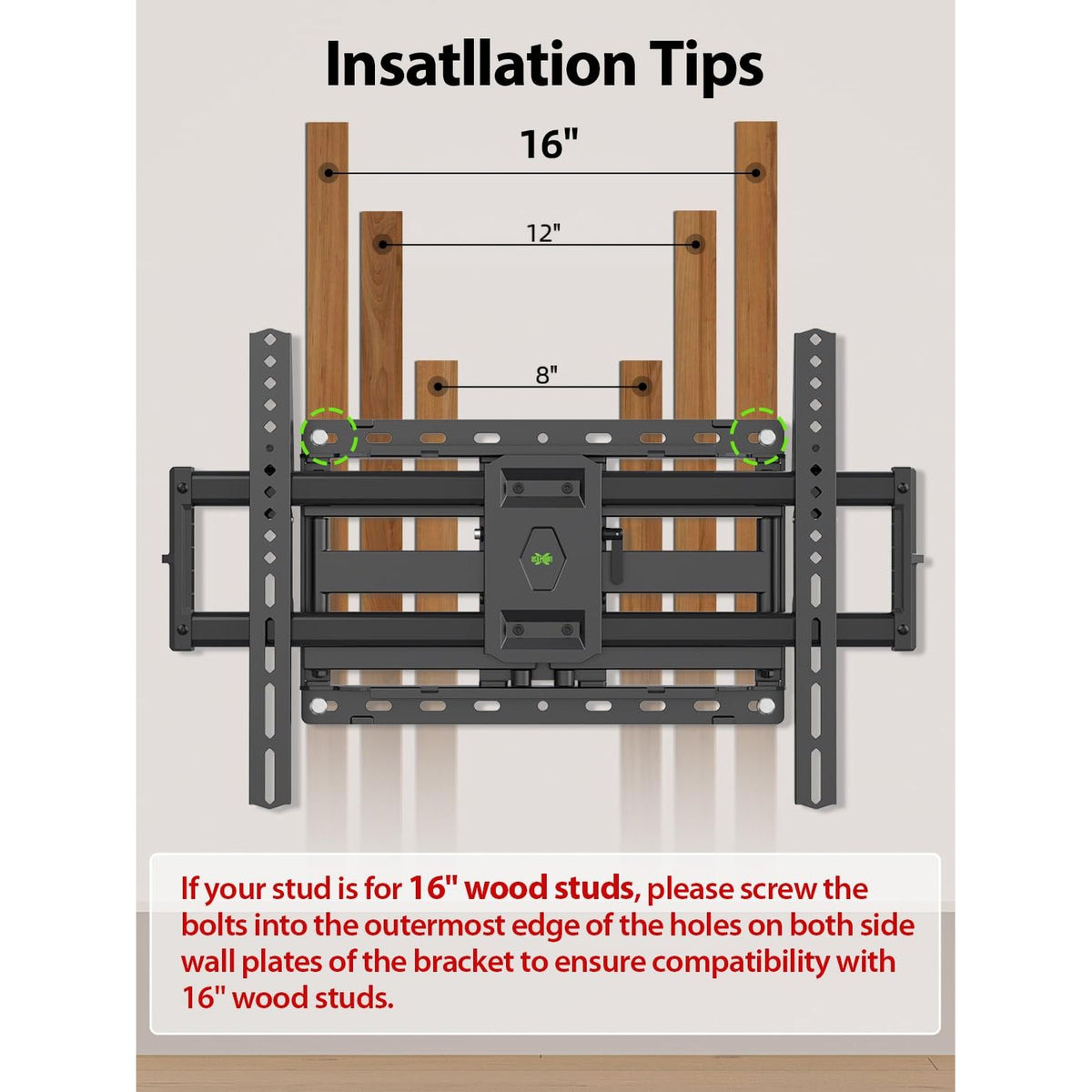 USX Mount Full Motion TV Wall Mount for Most 42-86 inch Flat Screen/LED/4K, TV Mount Bracket Dual Swivel Articulating Tilt 6 Arms, Max 16" Wood Studs, VESA 600x400mm, Holds up to 132lbs
