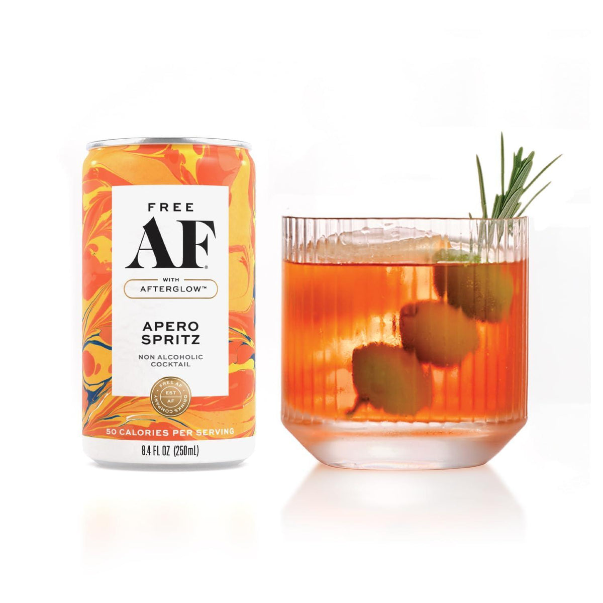 AF Drinks Non-Alcoholic Apero Spritz | Alcohol Alternative Sparkling Cocktails with AFTERGLOW Botanical Warmth | Gluten-Free, Low-Calorie | 8.4 oz Cans (12-Pack)