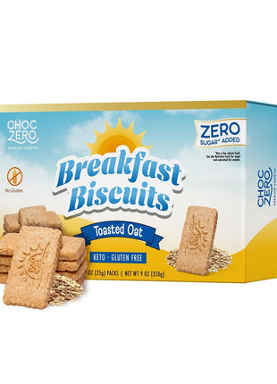 ChocZero Toasted Oat Breakfast Biscuits – No Added Sugar, Keto & Gluten Free High Fiber Snack Cookies, 30 Per Box (9 oz)