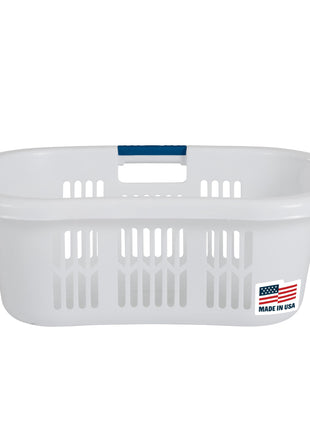 Rubbermaid Large Hip Hugger Laundry Basket/Hamper, 1.5 Bushel, White, Stackable Storage Bin/Organizer for Bathroom/Bedroom/Dorm/Home
