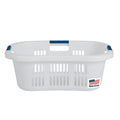 Rubbermaid Large Hip-Hugger Laundry Basket/Hamper, 1.5-Bushel, White, Stackable Storage Bin/Organizer for Bathroom/Bedroom/Dorm/Home