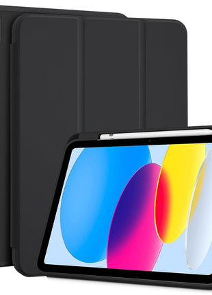 ProCase for iPad A16 11th/10th Generation Case with Pencil Holder -Black | 11 Inch 2025/10.9 Inch 2022, a16 iPad Case 11 10 Gen Cover with Pen Holer, Hybrid Soft TPU Back, Touch ID, Auto Wake/Sleep