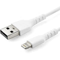 StarTech.com 3 foot (1m) Durable White USB-A to Lightning Cable - Heavy Duty Rugged Aramid Fiber USB Type A to Lightning Charger/Sync Power Cord - Apple MFi Certified iPad/iPhone 12 (RUSBLTMM1M)