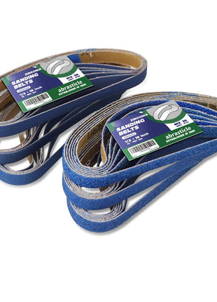 1/2 inch x 18 inch Zirconia Sanding Belts for Metal, 1/2 x 18 Inch Zirconia Metal Grinding Sand Paper, 36 PCS 6 Each of 40/60/80/120/180/240 Assorted Grits, Perfect for Metal Polishing, Derusting, Woodworking
