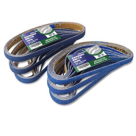 1/2 inch x 18 inch Zirconia Sanding Belts for Metal, 1/2 x 18 Inch Zirconia Metal Grinding Sand Paper, 36 PCS 6 Each of 40/60/80/120/180/240 Assorted Grits, Perfect for Metal Polishing, Derusting, Woodworking