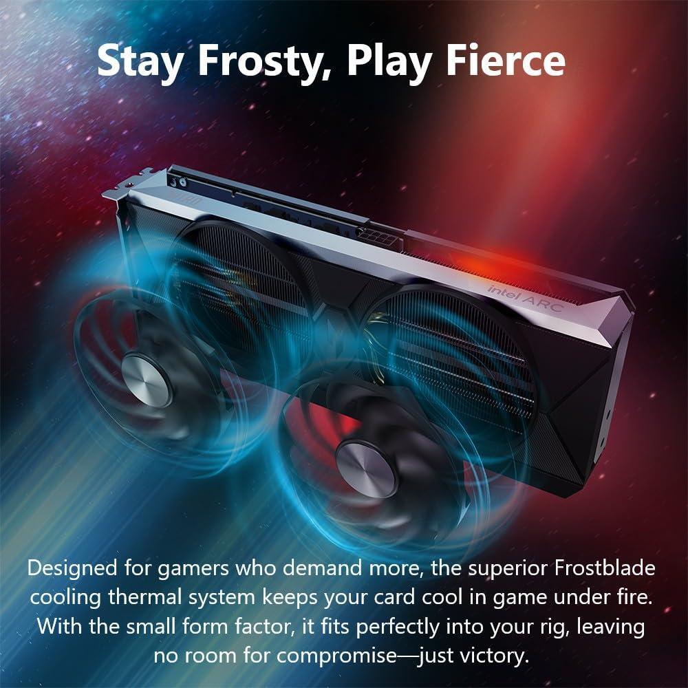 Acer Nitro Intel Arc B570 Overclocking Graphics Card | 10GB GDDR6 | Xe2 18 Cores | Dual Fan Frostblade Cooling System | Graphics Clock 2.69 GHz | 1 x HDMI 2.1 Supporting HDMI 4K & 3 x DisplayPort 2.1