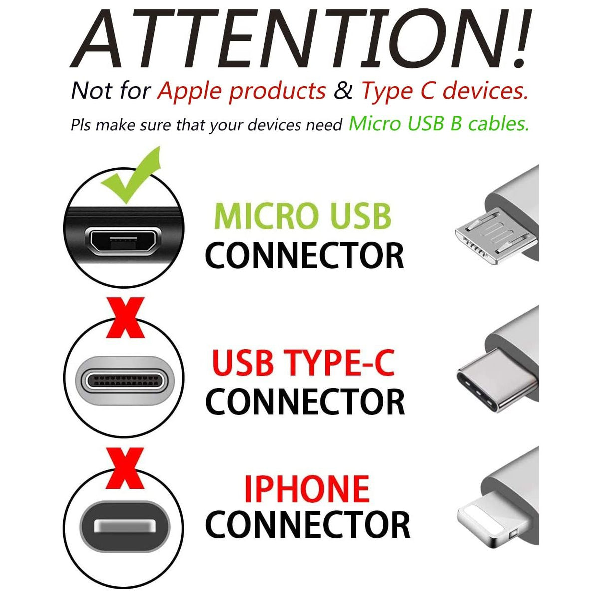 MYFON Micro USB Cable, 2 Pack [6FT, 6FT], Fast Charging Cable, High Speed Android Charging Cable, Android Phone Cable for Samsung Galaxy S7 Edge S6 S5 and More, Trustable