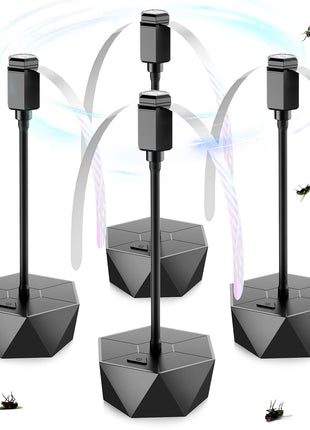 Fly Fans for Tables, Fly Repellent Fan Outdoor Indoor Keep Flies Away, Fly Repellent Fans for Tables with Holographic Blades for Picnic, Party, Restaurant, Kitchen, and BBQ, 4 Pack Black