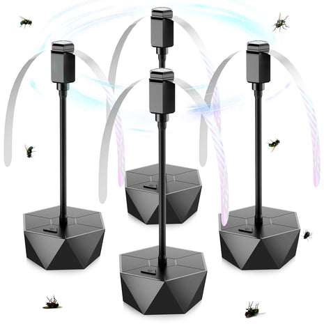 Fly Fans for Tables, Fly Repellent Fan Outdoor Indoor Keep Flies Away, Fly Repellent Fans for Tables with Holographic Blades for Picnic, Party, Restaurant, Kitchen, and BBQ, 4 Pack Black