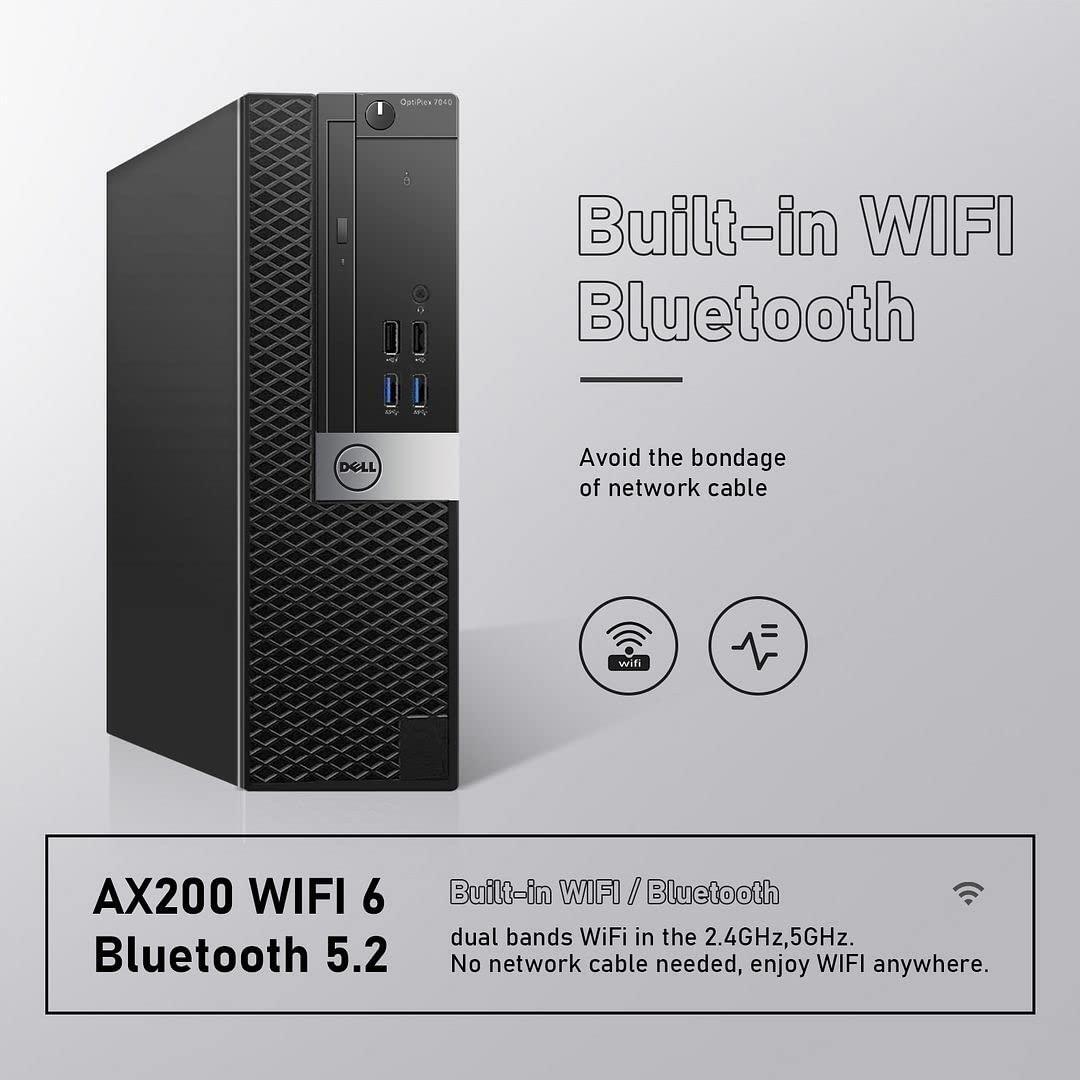Dell OptiPlex 7040 SFF Desktop Computer PC Intel Quad Core i7-6700 3.20GHz AX200 Built-in WIFI 6 Bluetooth 32GB DDR4 New 1TB NVMe M.2 SSD 2TB HDD HDMI Wireless Keyboard & Mouse Windows11 Pro (Renewed)