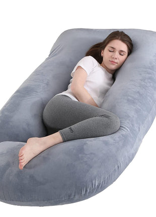 Jcickt Pregnancy Pillow for Sleeping,59 inch Maternity Pillow with Removable Washable Cover,U-Shaped Velvet Full Body Pregnant Pillow -Support for Backs,Legs, Belly, HIPS, Improve Sleep-Gray