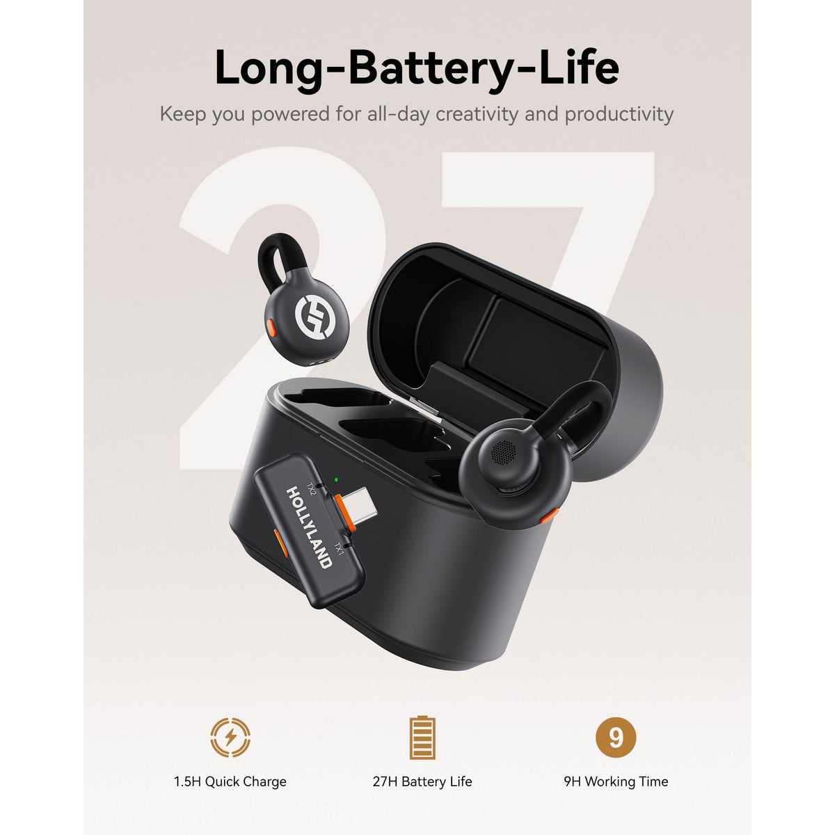Hollyland Lark M2S Combo (Camera RX+USB-C RX+ Lightning Cable) Wireless Microphone for iPhone/Camera/Android/PC, Titanium Clip, Noise Cancelling, 30H Use, Vlog, Interview, Content Creation