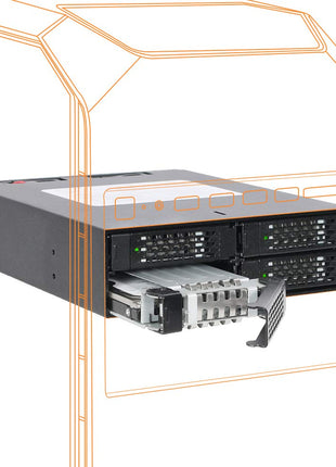 ICY DOCK Rugged 4 x 2.5 SAS/SATA HDD/SSD Mobile Rack Enclosure for 5.25" Bay | ToughArmor MB994SP-4S