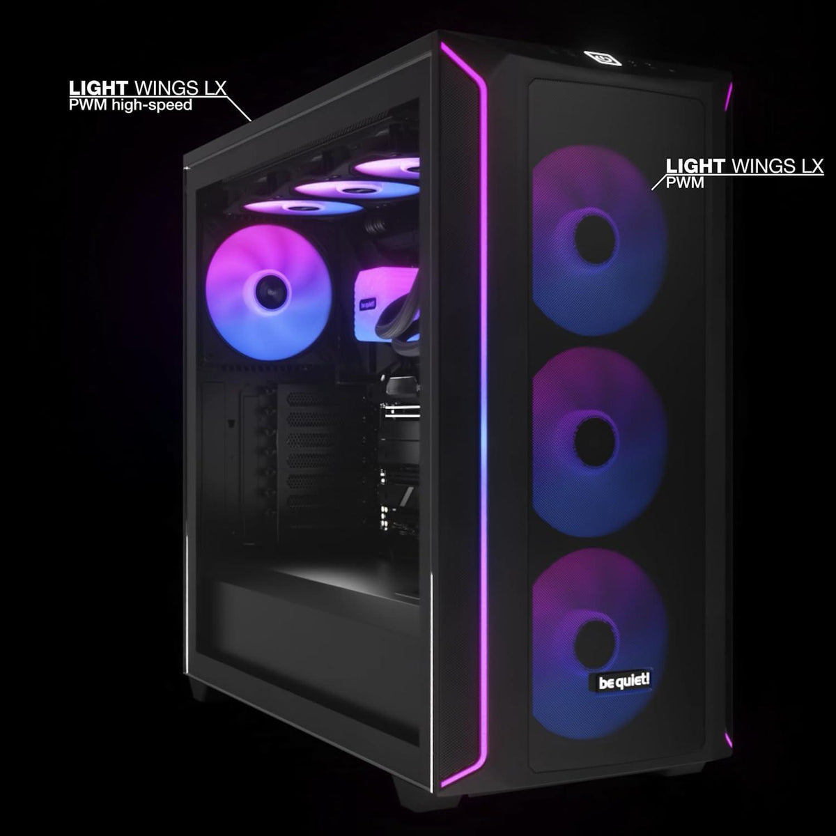be quiet! Light Wings LX 120mm PWM high-Speed PC Case Fan | White | Triple-Pack | BL125