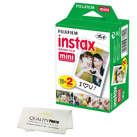 Fujifilm INSTAX Mini Instant Film (White) for Fujifilm Mini 8,9,11,12 Cameras w/Microfiber Cloth by Quality (20 Prints)