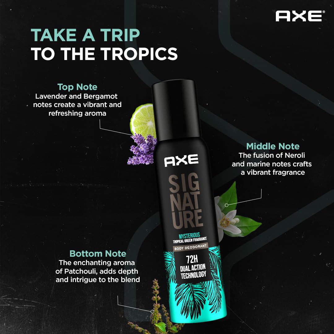 AXE Signature Mysterious No Gas Deodorant Bodyspray For Men 154 Ml, Tropical Green