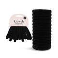 Kitsch Black Hair Ties No Damage - Strong, Stretchy Hair Bands | Soft Nylon Ponytail Holders, Snag-Free Rubber Bands, Perfect for Updos & Braids - Black, 12pcs