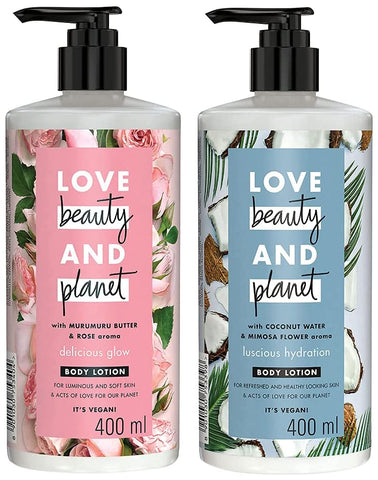 Love Beauty & Planet Coconut Water & Mimosa Body Lotion 400 Ml & Butter & Rose Body Lotion 400 ml