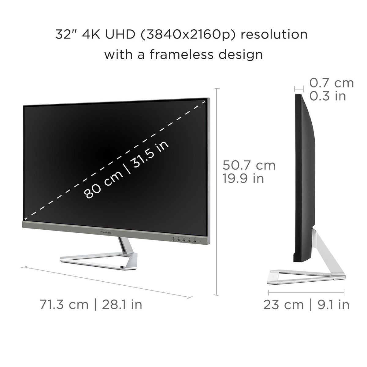 ViewSonic VX3276-4K-MHD 32 Inch 4K UHD Monitor with Ultra-Thin Bezels, HDR10 HDMI and DisplayPort for Home and Office