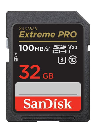 SANDISK 32GB Extreme PRO SDHC UHS-I Memory Card - C10, U3, V30, 4K UHD, SD Card - SDSDXXO-032G-GN4IN | Up to 140MB/s, Up to 200MB/s, UHS-I, V30, U3, Class 10, 4K video