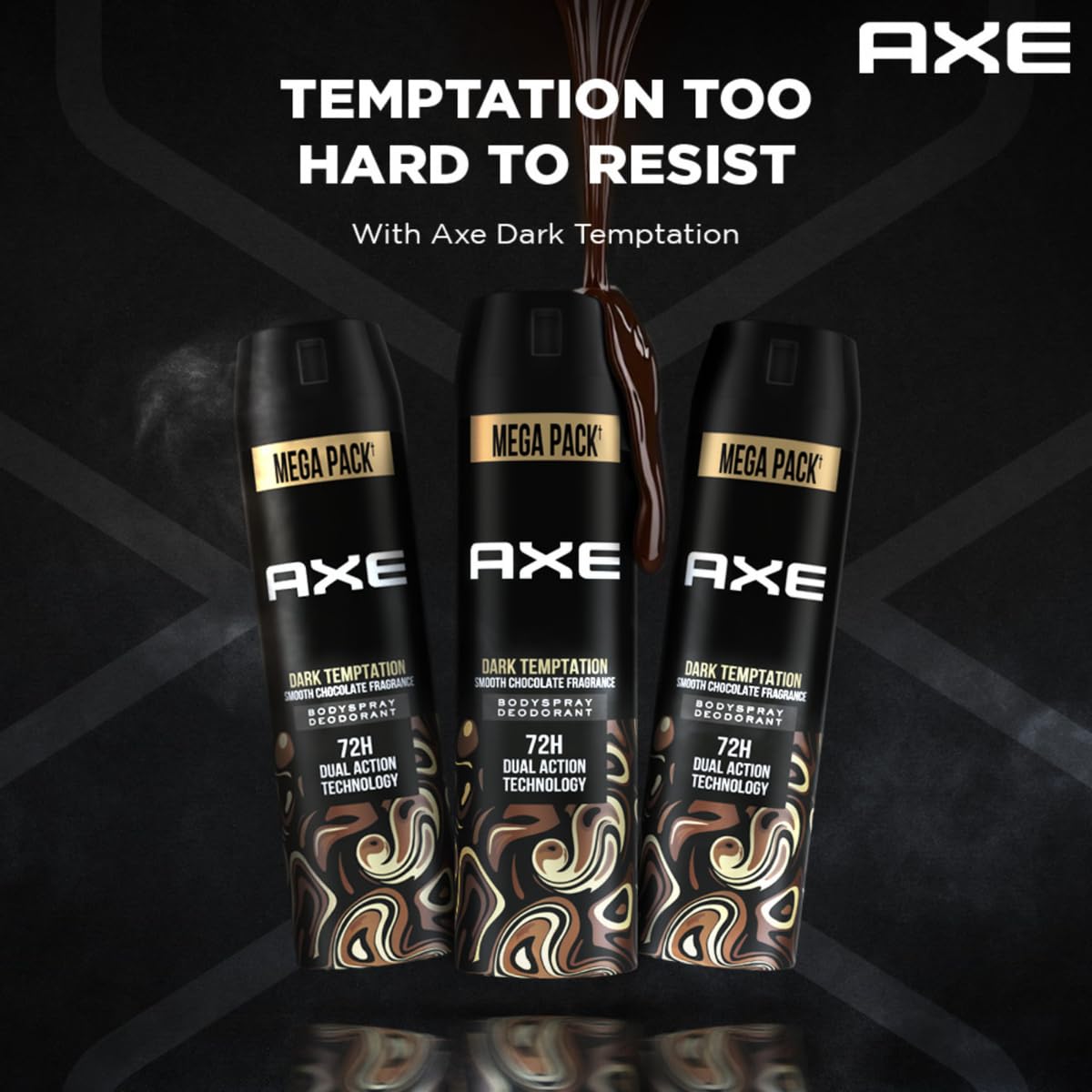 Axe Dark Temptation Long Lasting Deodorant Bodyspray For Men 215 ml (Pack of 3)