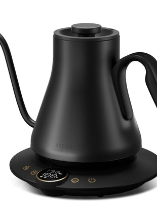 INTASTING Gooseneck Electric Kettle with ±1°F Temperature Control 0.9 Liter | 1500W Quick Heating, Stainless Steel Inner, Pour Over Coffee & Tea, Keep Warm, Auto Shut-Off, Built-in Brew Timer, Black