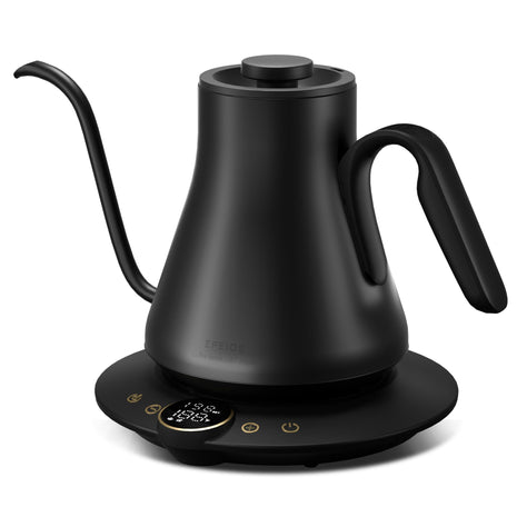 INTASTING Gooseneck Electric Kettle with ±1°F Temperature Control 0.9 Liter | 1500W Quick Heating, Stainless Steel Inner, Pour Over Coffee & Tea, Keep Warm, Auto Shut-Off, Built-in Brew Timer, Black