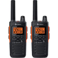 Cobra RX680 Walkie Talkies (2-Pack) - Rugged & Splashproof Two Way Radios Long Range, IP54 Water Resistant Design, 60 Pre-Programmed Channels, Weather Alerts, Included Charging Dock (Black/Orange)