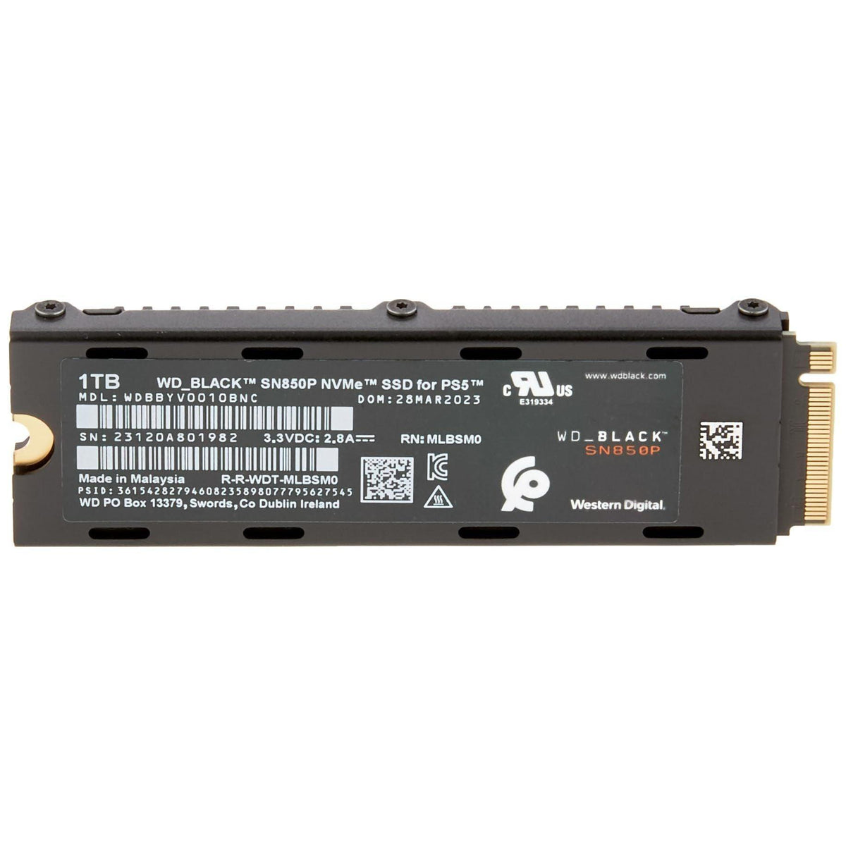 WD_BLACK 1TB SN850P NVMe M.2 SSD Officially Licensed Storage Expansion for PS5 Consoles, up to 7,300MB/s, with heatsink - WDBBYV0010BNC-WRSN