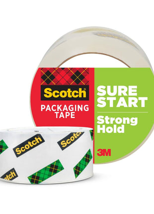 Scotch Sure Start Shipping Packaging Tape, 1.88 inch x 54.6 yd, Designed for Packing, Shipping and Mailing, Quiet Unwind, No Splitting or Tearing, 3 inch Core, Clear, 1 Roll (345)