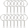 150 Pcs NANSSY 1 Inch/25mm Split Keyrings with Chain Silver Keychain Ring, Key Chains Rings Parts with Open Jump Ring and Connector.
