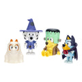 Bluey Figure 4-Packs, Halloween, 2.5 inch Poseable, Bingo, Chloe & Lucky Dressed in Halloween Costumes, with Accessories, Kids Can Recreate Their Favorite Moments