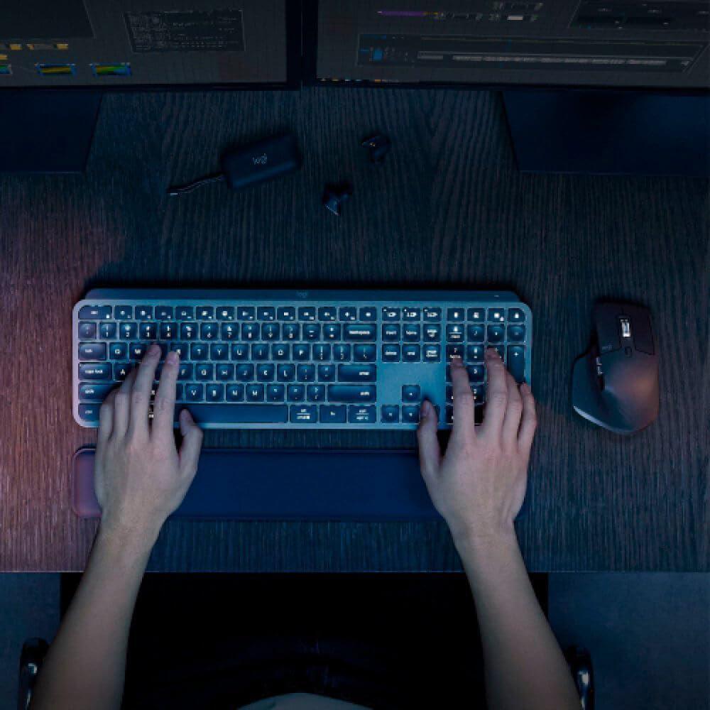Logitech MX Keys S Combo - Performance Wireless Keyboard and Mouse with Palm Rest