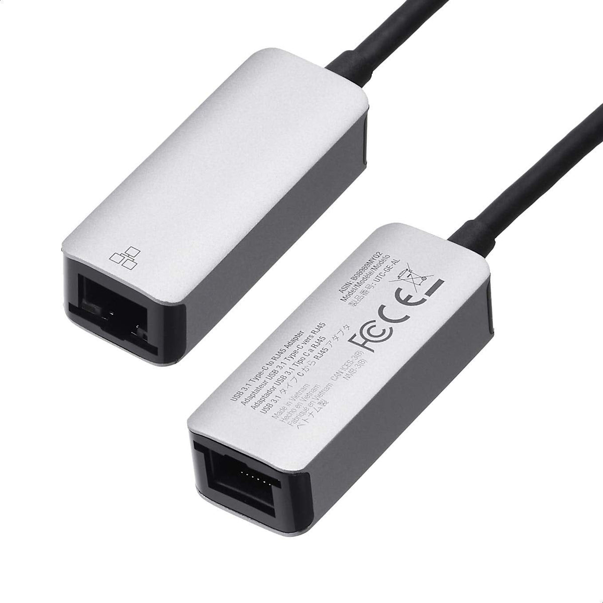 Amazon Basics Aluminum USB-C to RJ45 Gigabit Ethernet Adapter, Fast Network, Grey, 2.07 x 0.81 x 0.6 inches