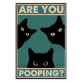 Funny Black Cat Wall Art -  inchAre You Pooping? inch Vintage Bathroom Decor Poster - Retro Gothic Home Decor for Apartment or House, 8 x 12 Inch (918)