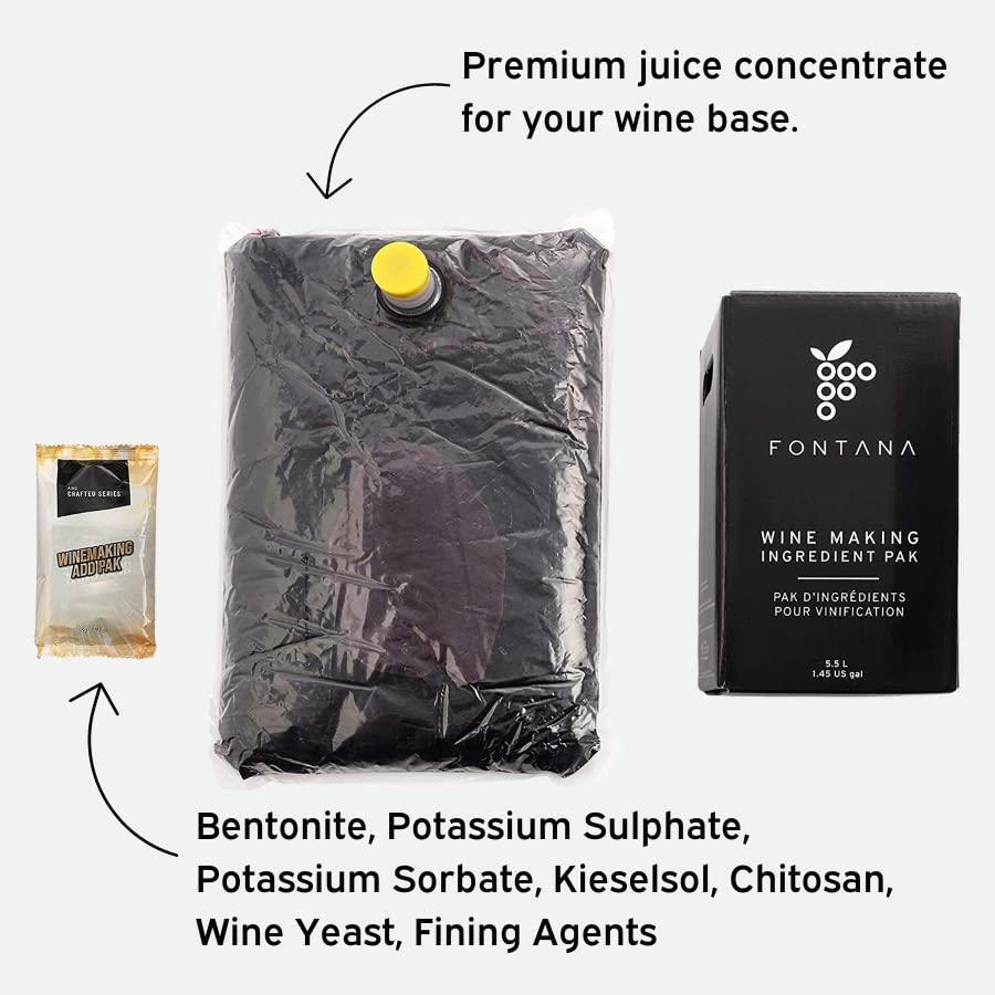 Fontana Italian Sangiovese Wine Kit Ingredients - 6 Gallon DIY Kit - Makes 30 Bottles of Wine