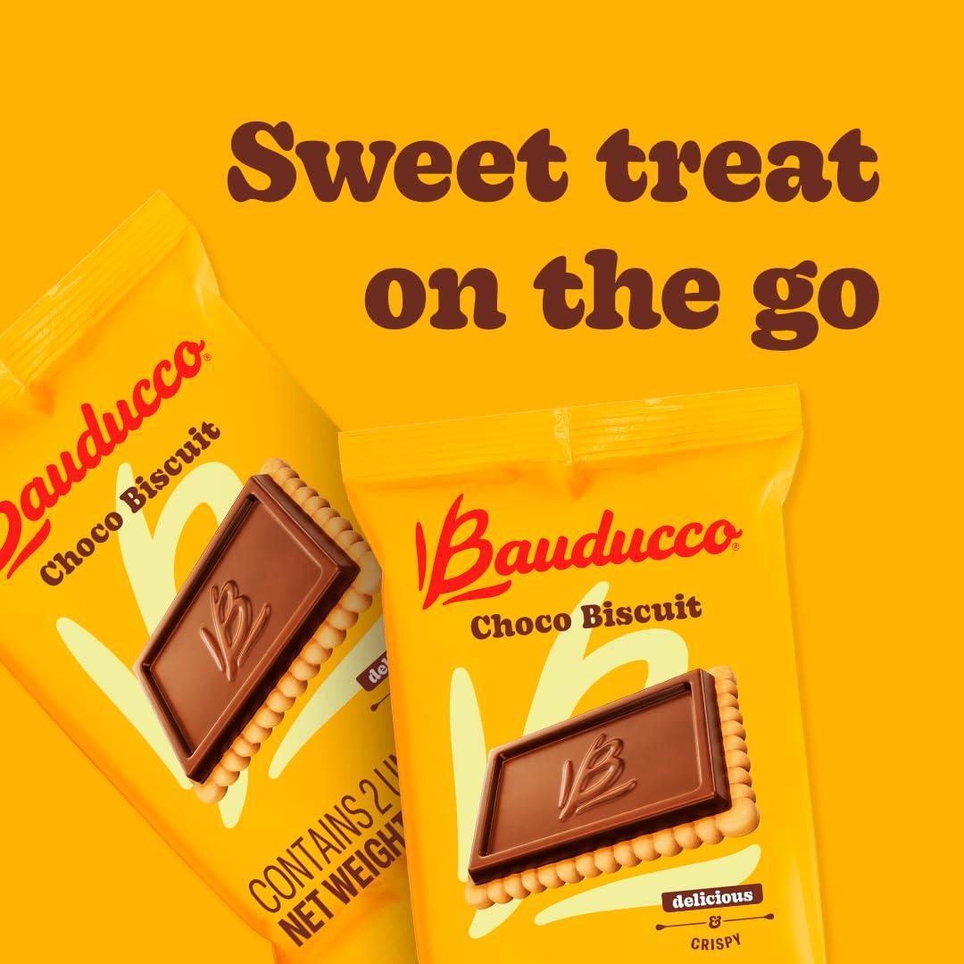 Bauducco Choco Biscuit Cookies,15.2 oz (Pack of 24) - Crispy & Delicious Chocolate Cookies, Individually Wrapped for Snacks, Dessert & Lunch Boxes - 2 Cookies per Pack