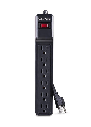 CyberPower CSB6012 Essential Surge Protector, 1200J/125V, 6 Outlets, 12ft Power Cord, Black