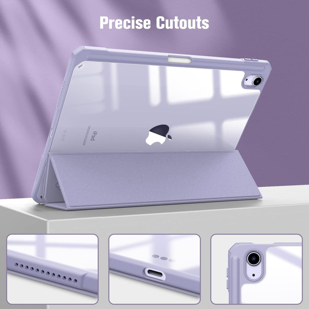 Fintie Hybrid Slim Case for iPad Air 11-inch M3 (2025) / M2 (2024), iPad Air 5th (2022) / 4th Generation (2020) 10.9 Inch - Shockproof Cover with Clear Back Shell & Pencil Holder, Lilac Purple