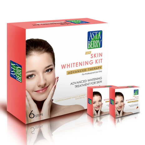 Astaberry Skin Whitening Professional Facial Kit 12 Pouch Set (6 Steps) Advanced - Goodness Of Almond Oil | Mulberry & Bearberry Extract | Vitamin E | Improving skin tone