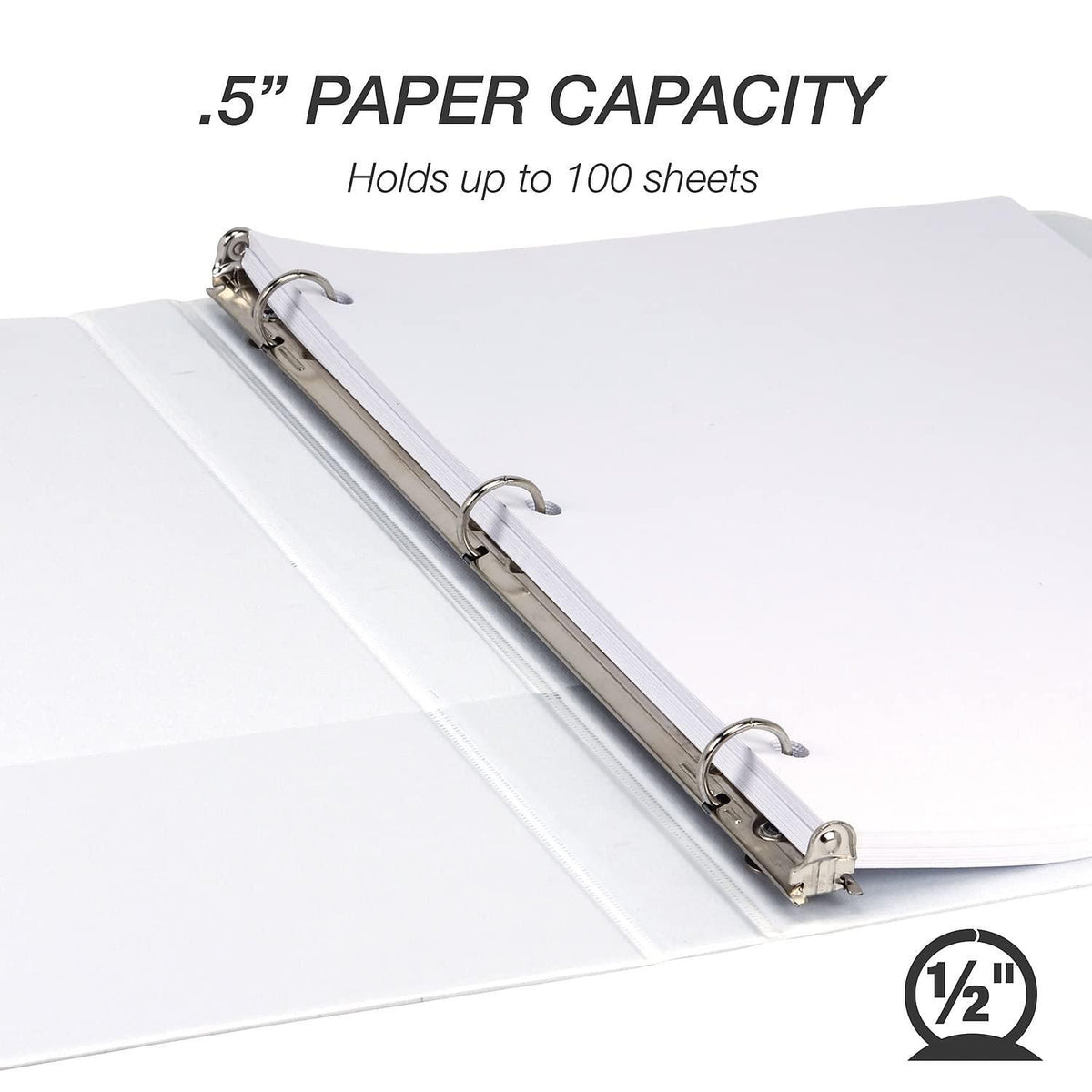 Samsill Economy 1/2-Inch 3-Ring View Binders, White, 12/Pack (I08517C)