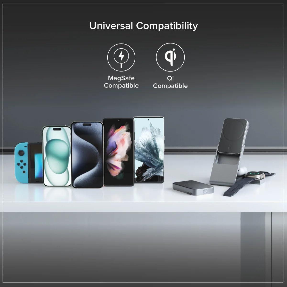 Alogic Matrix+ 3-in-1 Magnetic Charging Dock with 5000mAh Power Bank & 30W Global Adapter for iPhone, AirPods & Apple Watch | Black