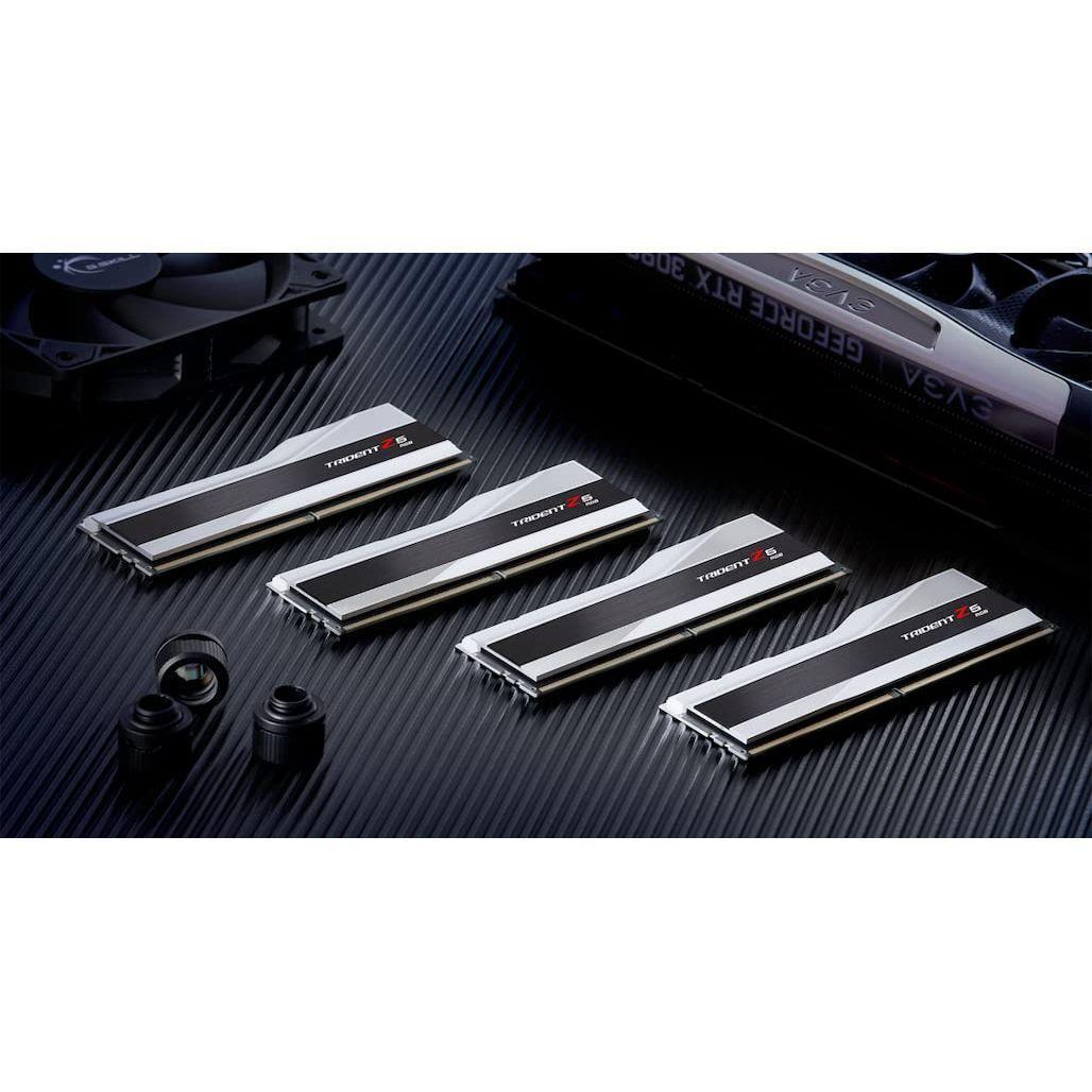 G.SKILL Trident Z5 RGB Series (Intel XMP 3.0) DDR5 RAM 32GB (2X 16GB) 6000MT/s CL36-36-36-96 1.35V Desktop Computer Memory U-DIMM - Metallic Silver (F5-6000J3636F16GX2-TZ5RS)