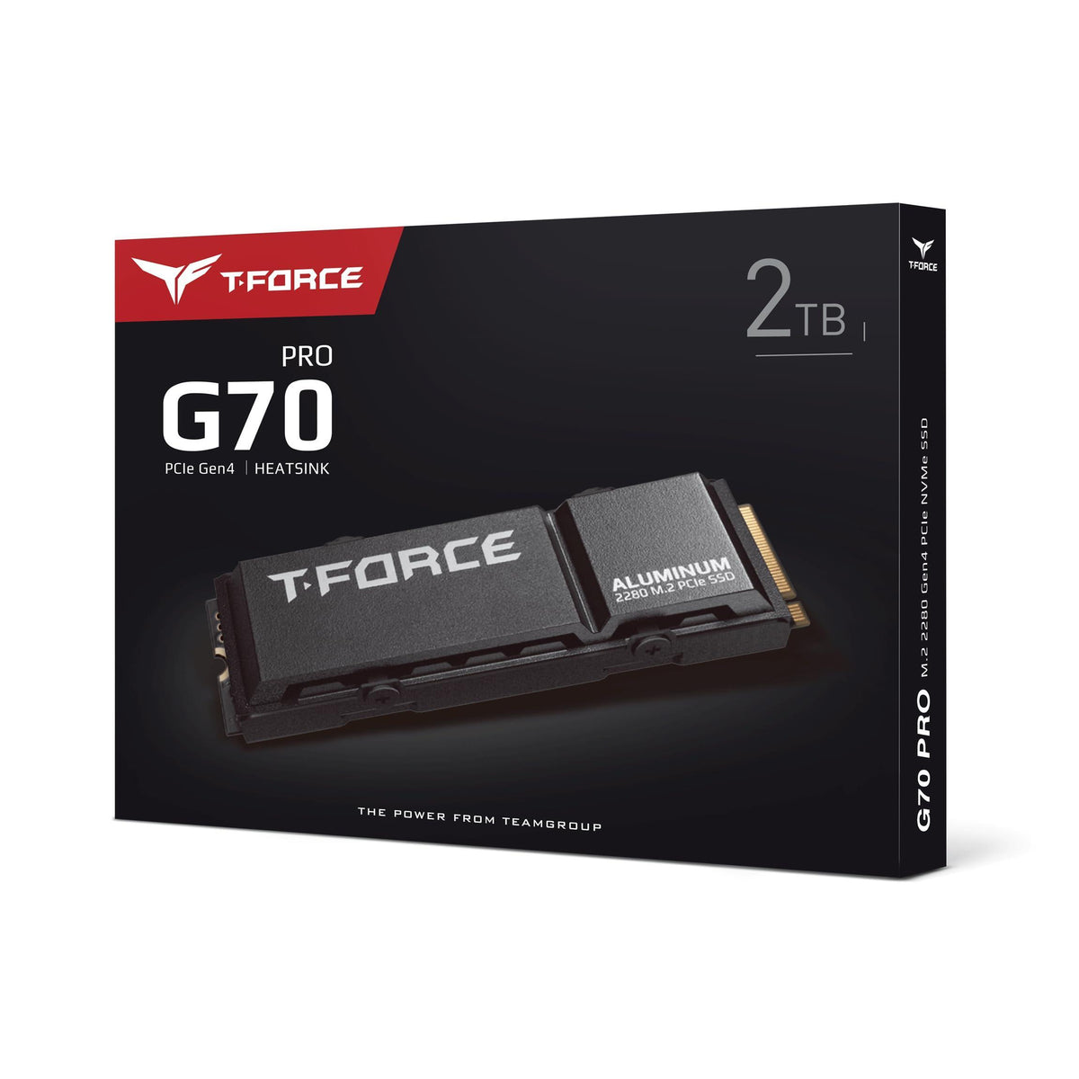 TEAMGROUP T-Force G70 PRO Aluminum Heatsink 2TB DRAM SLC Cache 3D TLC NAND NVMe InnoGrit PCIe Gen4x4 M.2 2280 Gaming Internal SSD Works with PS5 Read/Write 7400/6800 MB/s TM8FFH002T0C128