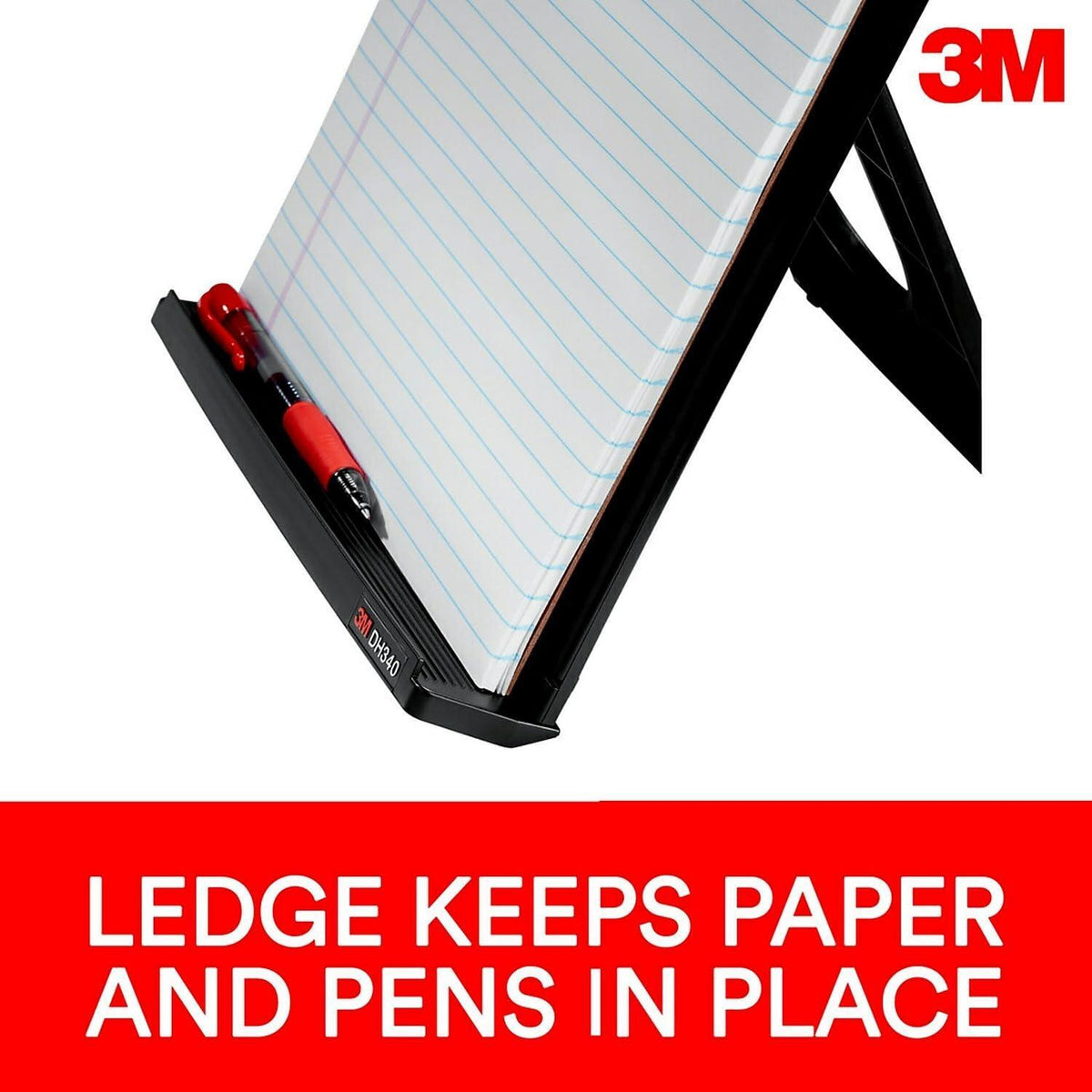 DH340MB 3M Fold-Flat Freestanding Desktop Copyholder, Plastic, 150 Sheet Capacity, Black