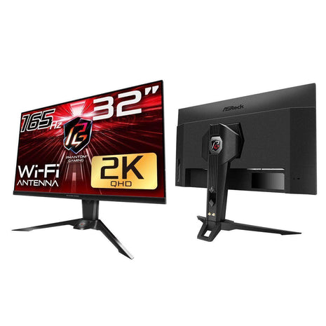 ASRock Phantom Gaming Monitor 32 inch (31.5 inch viewable) QHD 2560 x 1440 (2K) 165 Hz (144Hz and Higher) Wi-Fi Antenna FreeSync Premium (AMD Adaptive Sync) Built-in Speakers, PG32QF2B
