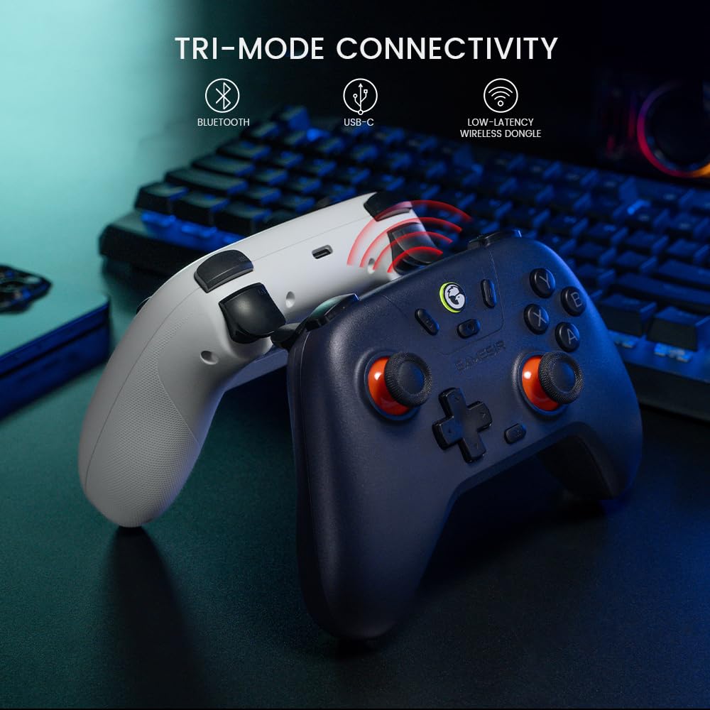GameSir Nova Lite 2.4g Wireless Controller for Windows PC, iPhone, Android, Switch & Steam Deck, Bluetooth Controller Gamepad with Hall Effect Trigger,Turbo,Rumble Vibration(White)