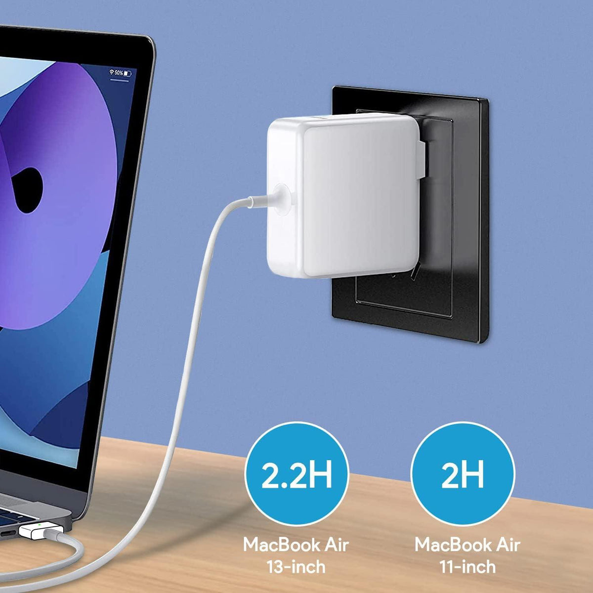 Mac Book Air Charger, 45W Magnetic Mag2 T-Tip Laptop Charger Suitable for Mac Book Air 11 inch and 13 inch After Mid 2012(Applicable to 2012-2017)