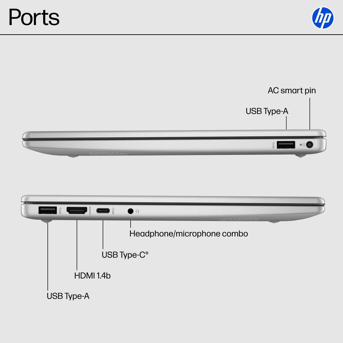 HP 14 inch Laptop, HD Display, Intel Core i3-N305, 8 GB RAM, 256 GB SSD, Intel UHD Graphics, Windows 11 Home in S Mode, Natural Silver, 14-ep0299nr