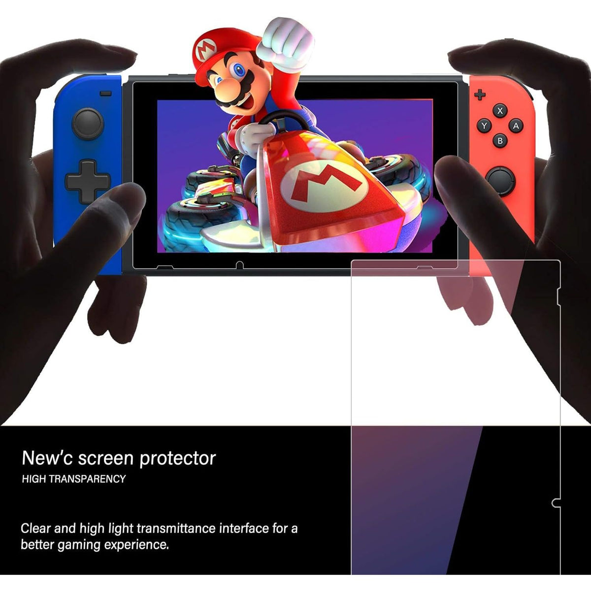 NEW'C 3 Pack Designed for Nintendo Switch Screen Protector Tempered Glass, Case Friendly Anti Scratch Bubble Free Ultra Resistant